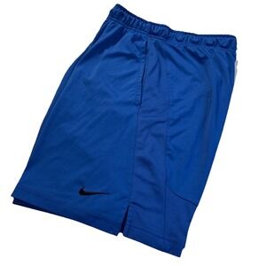 NIKE Swoosh DriFit Basketball Shorts Mesh Drawstring Blue/w Black Men's‎ MEDIUM